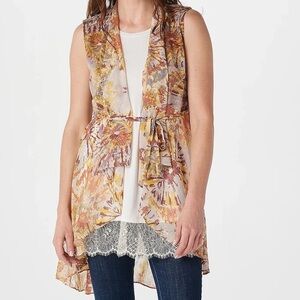 Floral Sleeveless Chiffon Cardigan Lightweight/Sheer